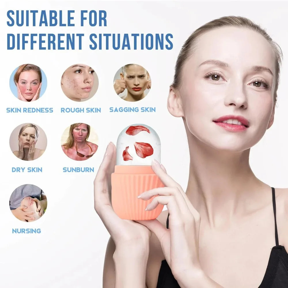 GlowReset Ice Roller & Gua Sha Facial Massage Set – De-Puff & Sculpt